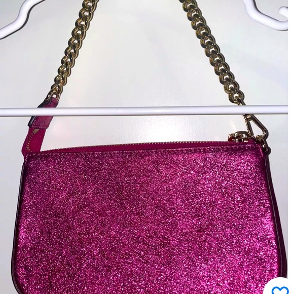 Michael Kors Jet Set Travel Metallic Hot Pink with Gold Chain Pochette - Picture 2 of 5